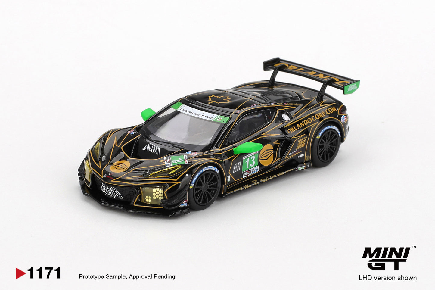 Mini GT 1/64 Chevrolet Corvette Z06 GT3.R #13 2025 IMSA Daytona 24 Hrs AWA Black - MGT01171