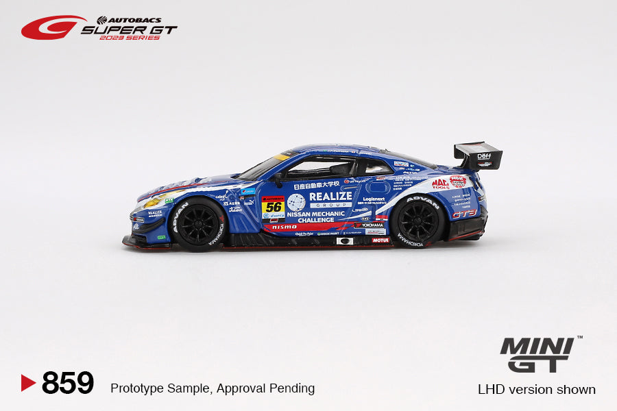 Mini GT 1/64 Nissan GT-R NISMO GT3 #56 2023 Super GT Series " REALIZE NISSAN MECHANIC CHALLENGE GT-R" Kondo Racing Blue