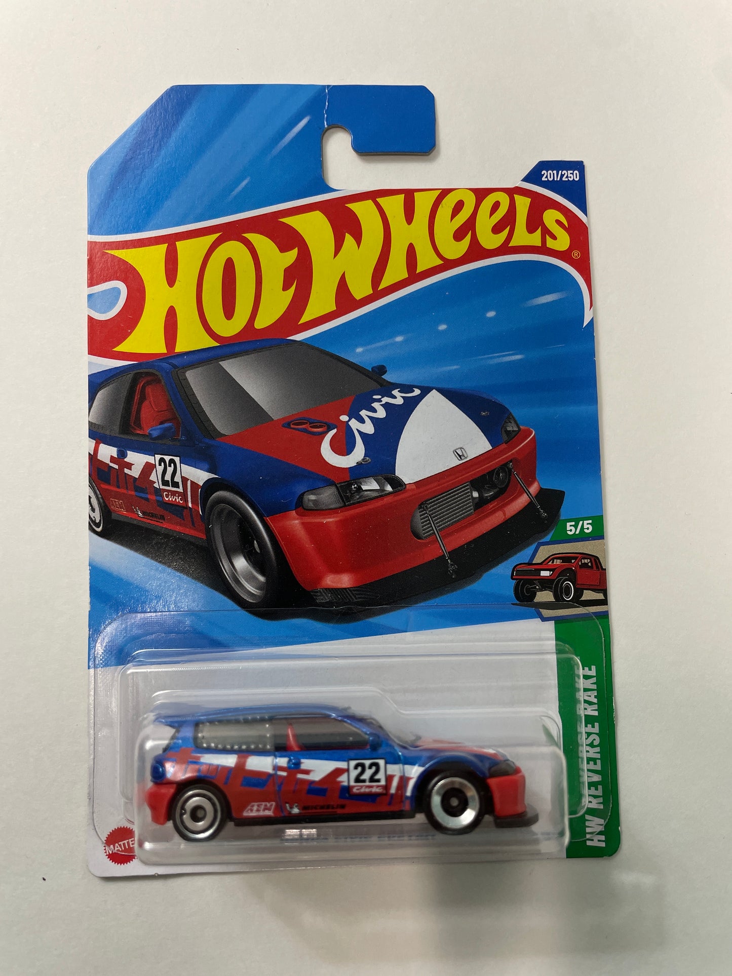 Hot Wheels 1/64 Honda Civic Custom Red & Blue - Damaged Box