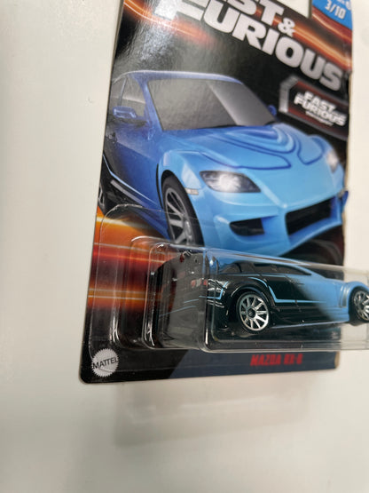 Hot Wheels 1/64 Fast And Furious Series 3 Mazda RX-8 Blue - Damaged Card