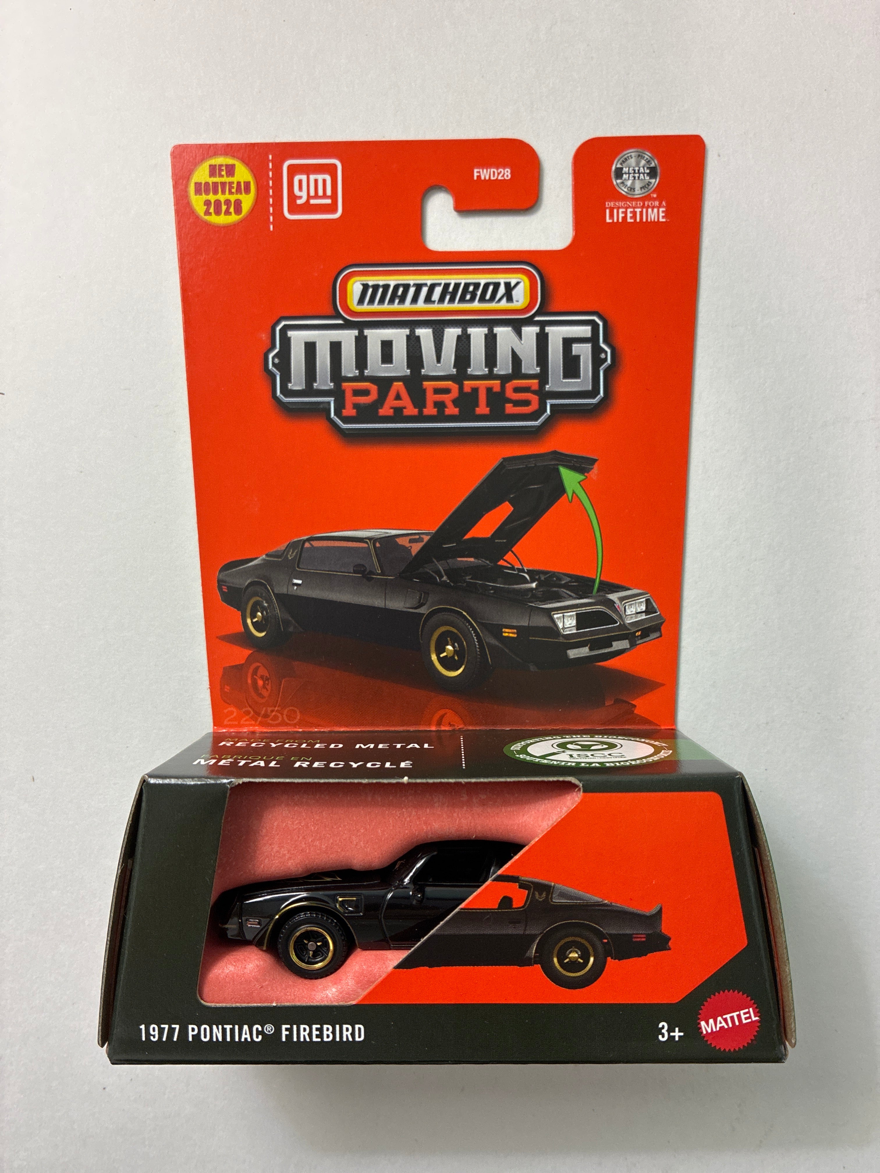 Matchbox 1/64 Moving Parts 1977 Pontiac Firebird Black - JHV29