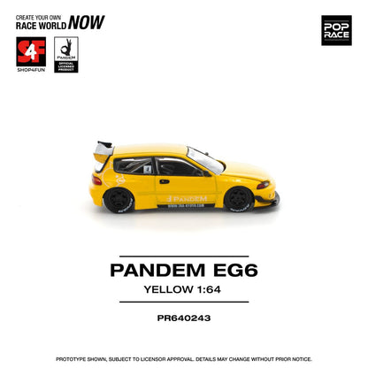 Pop Race 1/64 Philippine Manila Exclusive Pandem Honda Civic EG6 Yellow