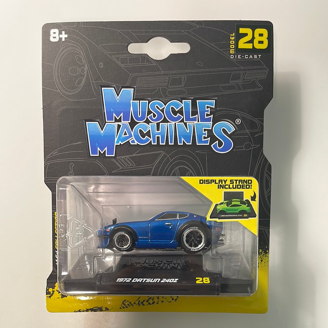 1/64 Muscle Machines 1972 Datsun 240Z Blue - Damaged Card