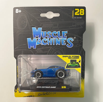 1/64 Muscle Machines 1972 Datsun 240Z Blue - Damaged Card