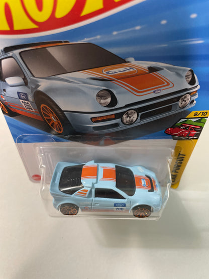 Hot Wheels 1/64 Ford RS200 Blue Gulf - Damaged Box