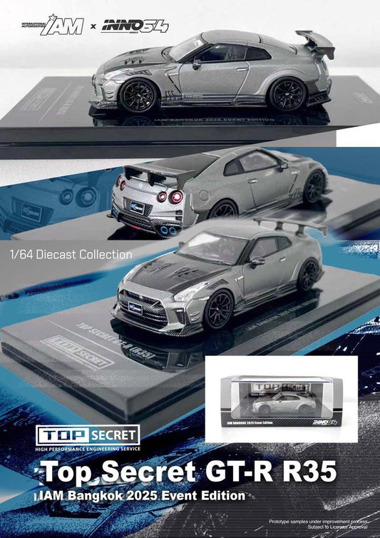 Inno64 1/64 Top Secret Nissan GT-R (R35) IAM Bangkok 2025 Event Edition Grey - IN64-R35TS-IAMBK25