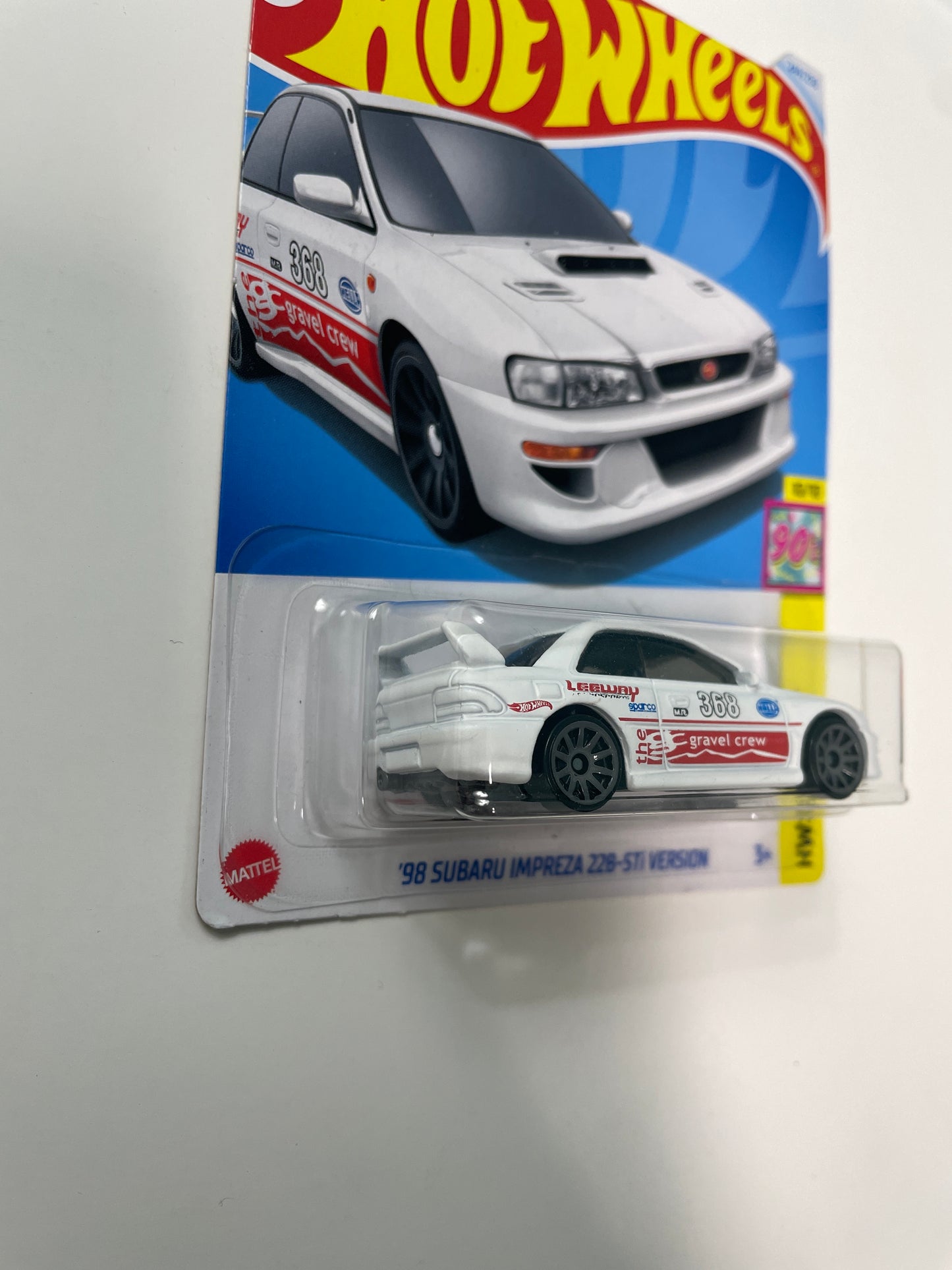 Hot Wheels 1/64 ‘98 Subaru Impreza 22B-STI Version White & Red - Damaged Box