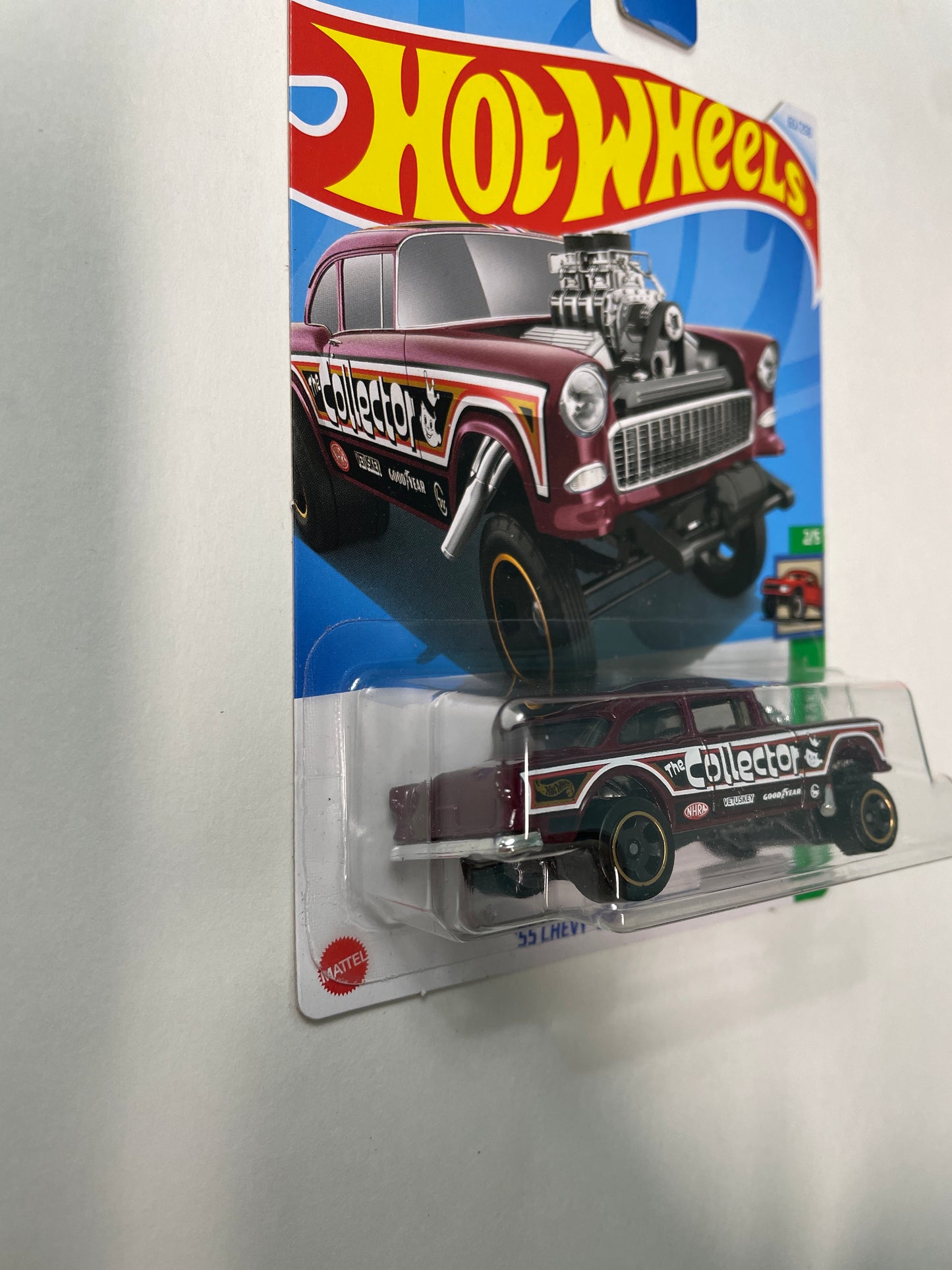 Hot Wheels 1/64 ‘55 Chevy Bel Air Gasser Goodyear dark Red