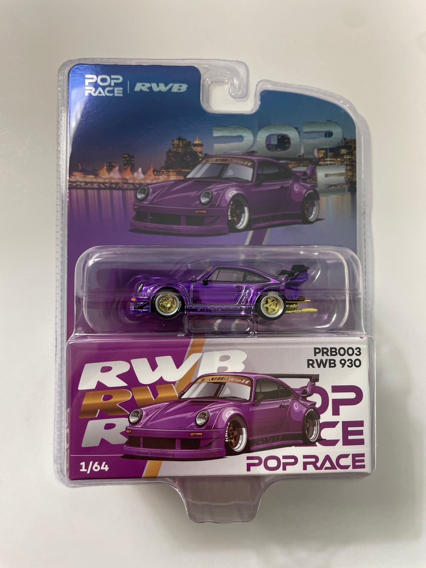 Pop Race 1/64 Porsche RWB 930 Vancouver 2026 Edition Purple Chrome - PRB003