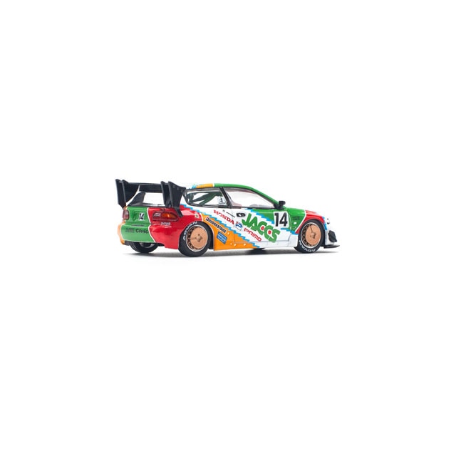 Pop Race 1/64 Pandem Honda Civic EG6 #14 Orange & Green