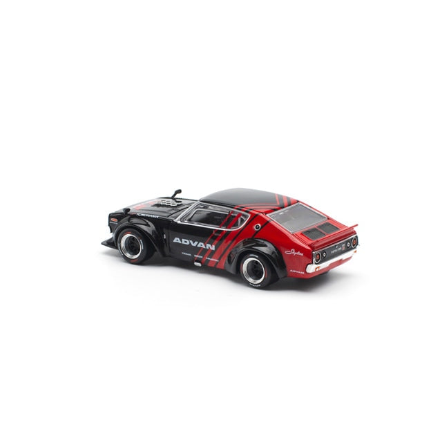 Pop Race 1/64 Nissan Skyline KPGC110 (Kenmeri) Advan Black & Red