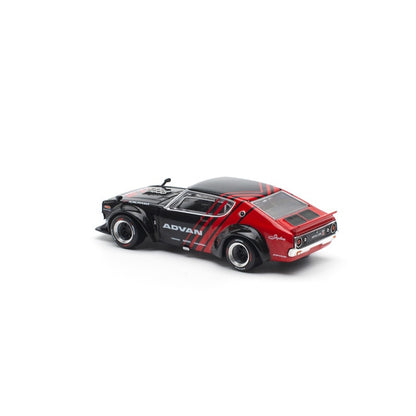 Pop Race 1/64 Nissan Skyline KPGC110 (Kenmeri) Advan Black & Red