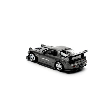 Pop Race 1/64 Mazda RX7 Re-Amemiya Widebody Gun Metal Black - PR64-0255