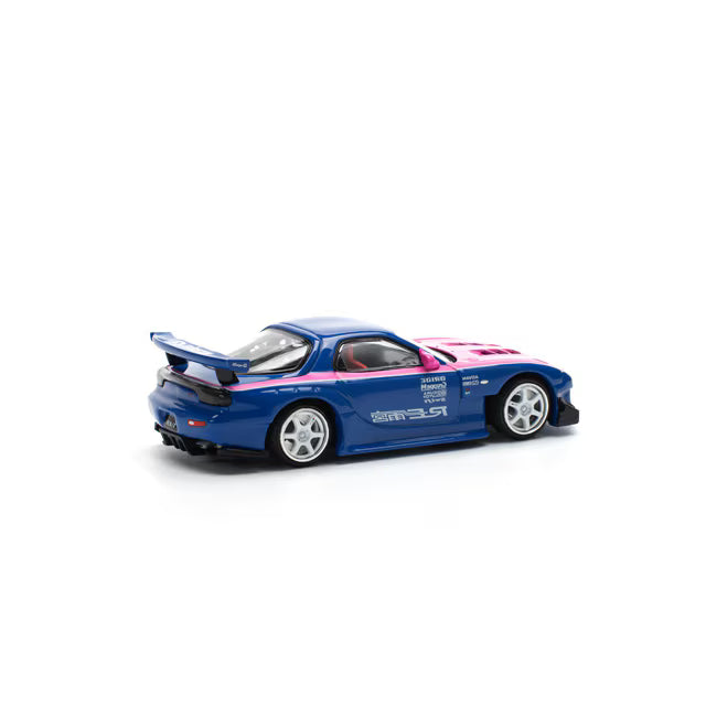 Pop Race 1/64 Mazda RX7 RE-AMEMIYA Blue Pink - PR64-0240