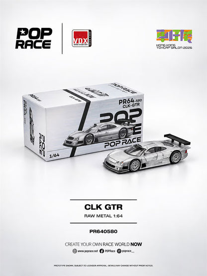 Pop Race 1/64 Hong Kong Toycar Salon 2026 Mercedes CLK-GTR Raw Metal - PR64-0580