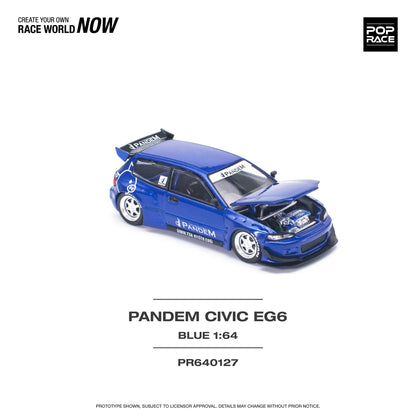 Pop Race 1/64 Honda Pandem Civic EG6 Blue