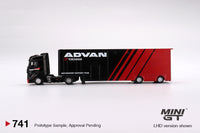 Mini GT 1/64 Mercedes-Benz Actros w/ Racing Transporter "ADVAN" Red & Black