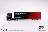 Mini GT 1/64 Mercedes-Benz Actros w/ Racing Transporter "ADVAN" Red & Black