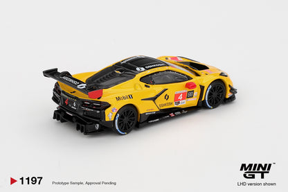 Mini GT 1/64 Chevrolet Corvette Z06 GT3.R #4 2025 IMSA Daytona 24 Hrs Corvette Racing by Pratt Miller Motorsports Yellow - MGT01197