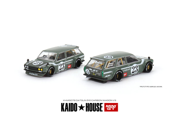 Kaido House x Mini GT 1/64 Datsun KAIDO 510 Wagon CARBON FIBER V3 Green