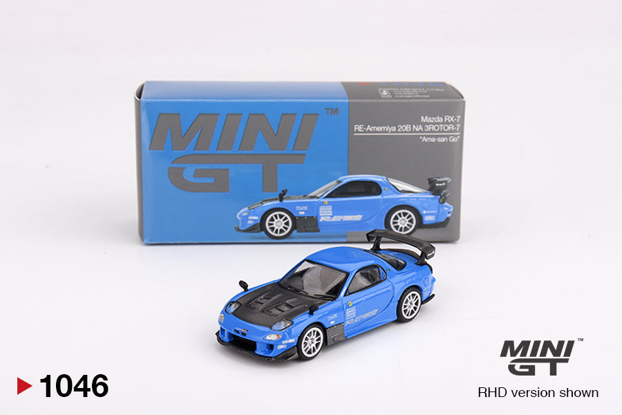 Mini GT 1/64 Mazda RX-7 RE-Amemiya 20B NA 3ROTOR-7 “Ama-san Go” Blue - MGT01046