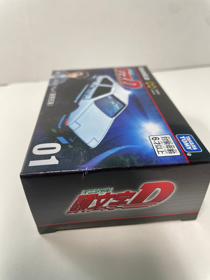 Tomica Premium Unlimited 1/64 #01 Initial D AE86 Trueno (Takumi Fujiwara) White 29766 - Damaged Box