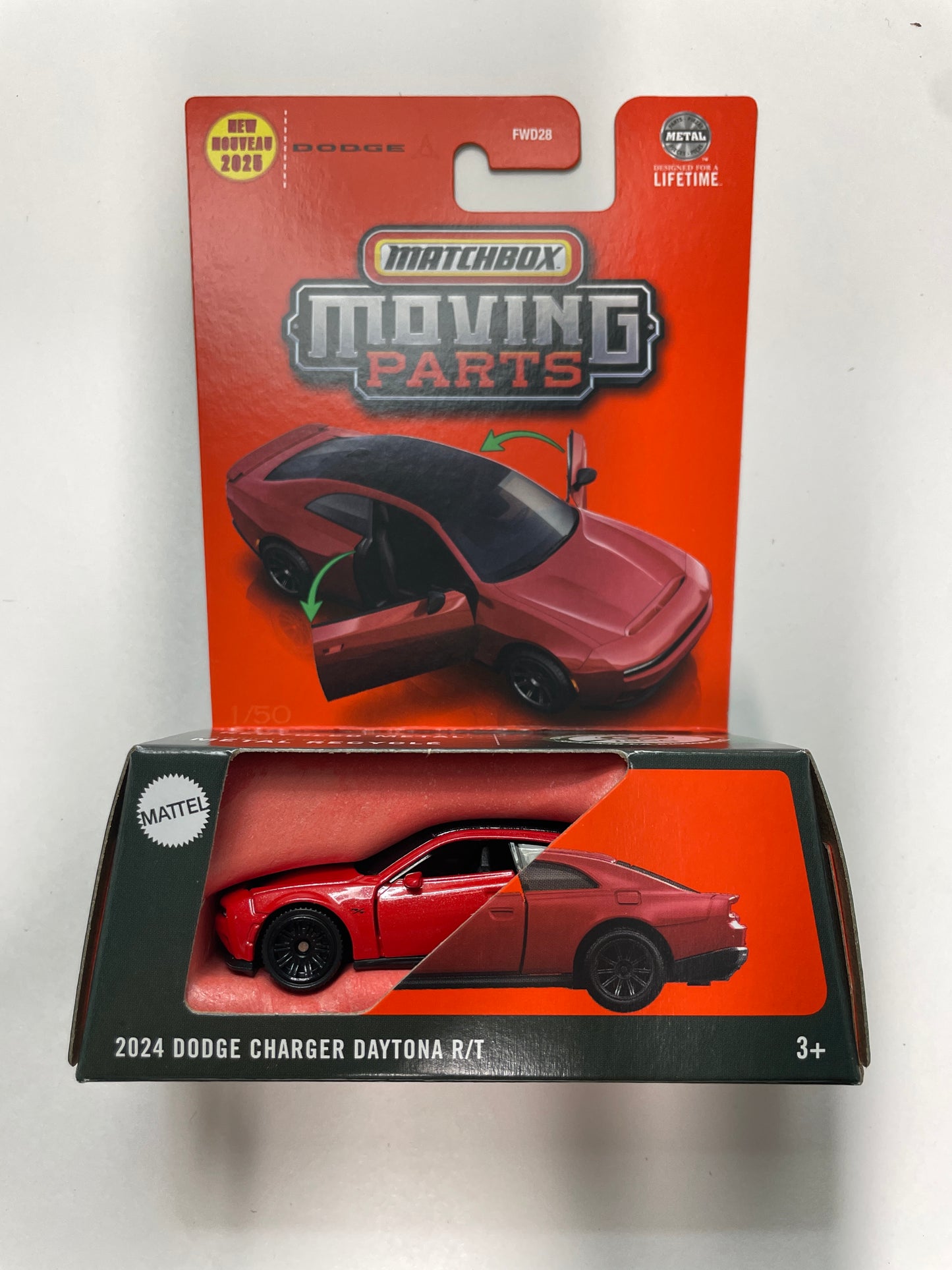 Matchbox 1/64 Moving Parts 2024 Dodge Charger Daytona R/T Red