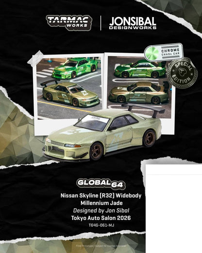 Tarmac Works 1/64 Tokyo Auto Salon Jonsibal Nissan Skyline (R32) Widebody Millennium Jade Global64 - T64G-061-MJ