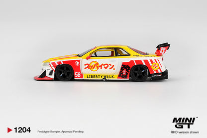 Mini GT 1/64 Nissan LB-ER34 Super Silhouette SKYLINE Suppaiman Okinawa Yellow - MGT01204