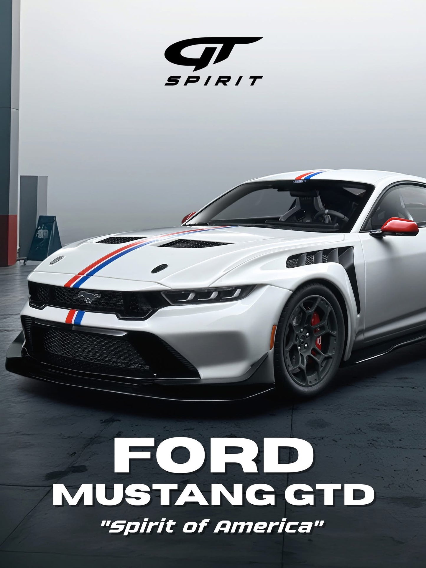 GT Spirit 1/18 2025 Ford Mustang GTD Spirit Of America Performance Resin White - GT956