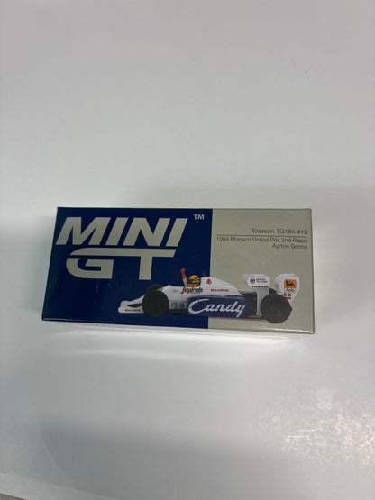 Mini GT 1/64 Toleman TG184 #19 1984 Monaco Grand Prix 2nd Place Ayrton Senna White - MGT01118