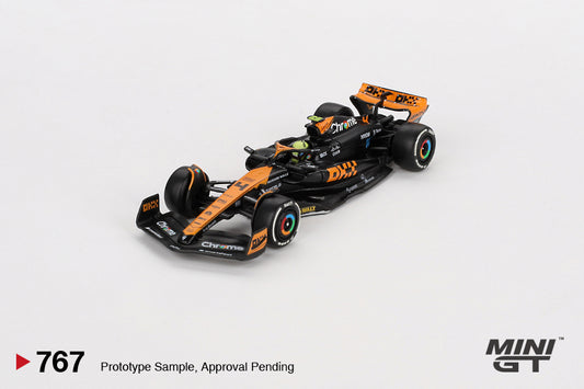 Mini GT 1/64 McLaren MCL60 #4 2023 F1 2023 Japanese GP 2nd Place Lando Norris Black & Orange