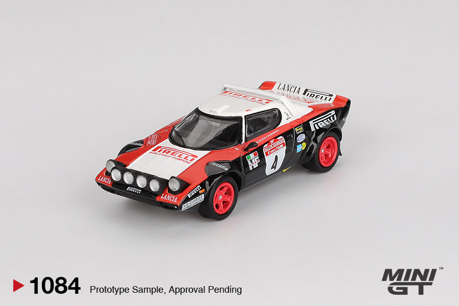 Mini GT 1/64 Lancia Stratos HF #4 1978 Rally Sanremo Winner Black & White - MGT01084
