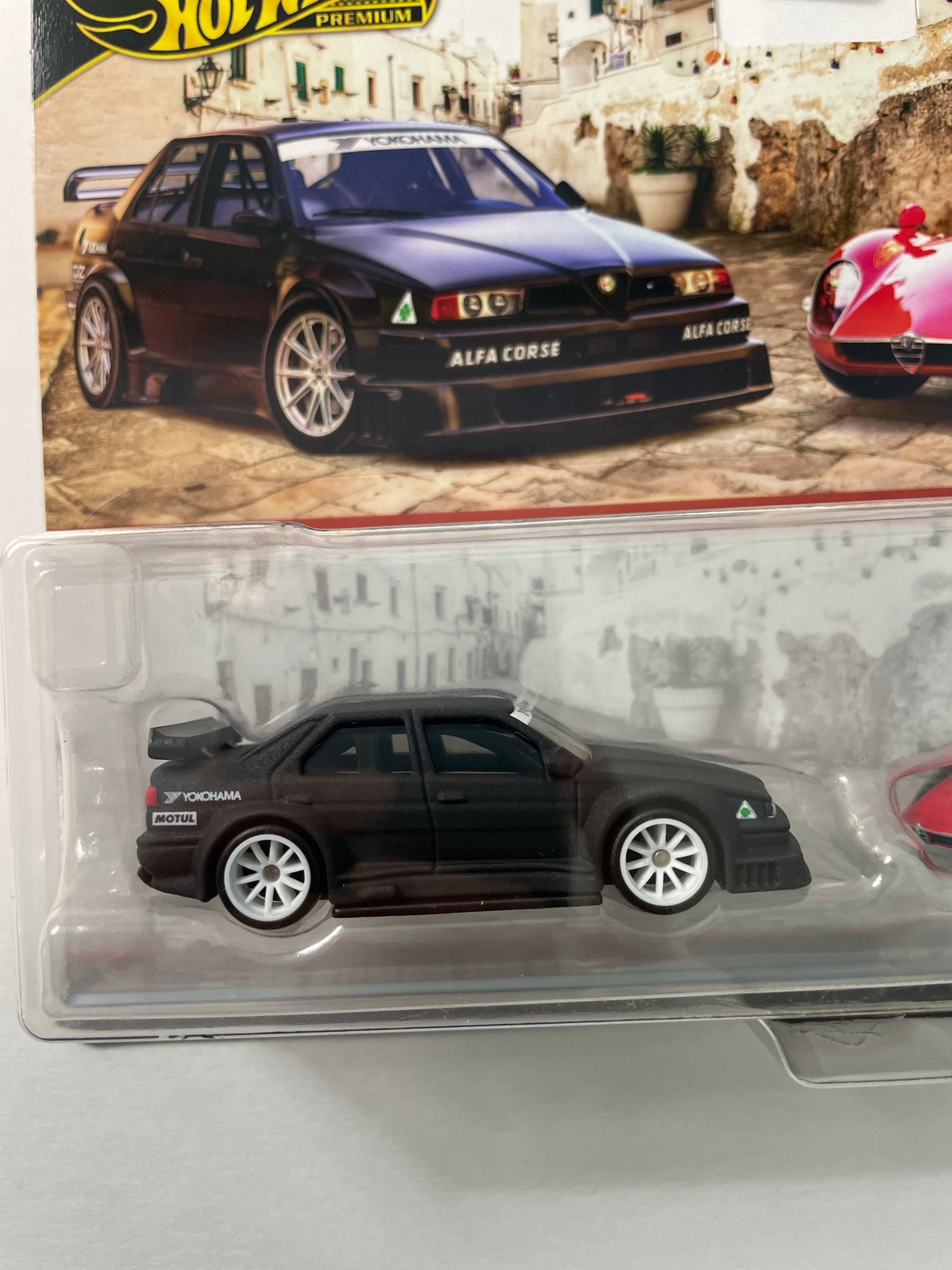 Hot Wheels 1/64 Premium Car Culture 2 Pack Alfa Romeo 155 V6 TI Black & '69 Alfa Romeo 33 Stradale Red - JBK95