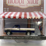 1/64 Greenlight The Hobby Shop Series 15 1993 Dodge Ram Power Ram 250 w/ Backpacker Blue