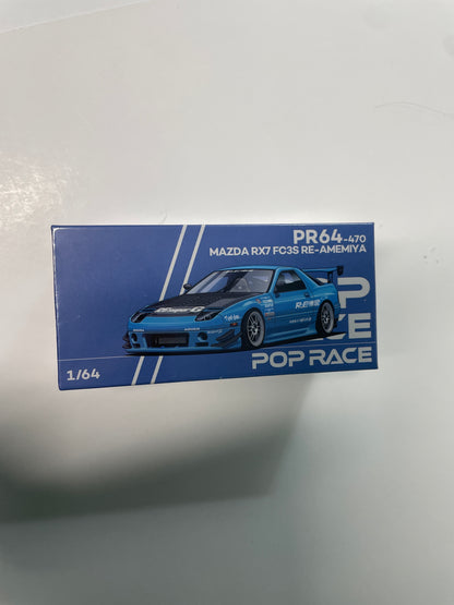 Pop Race 1/64 2026 Tokyo Auto Salon Mazda RX7 FC3S RE-Amemiya Blue - PR64-0470