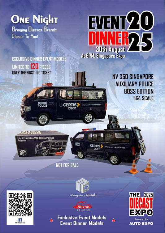 Masterpiece Collectibles 1/64 Nissan NV350 Singapore Auxiliary Police - The Diecast Expo 2025 Singapore Dinner Exclusive