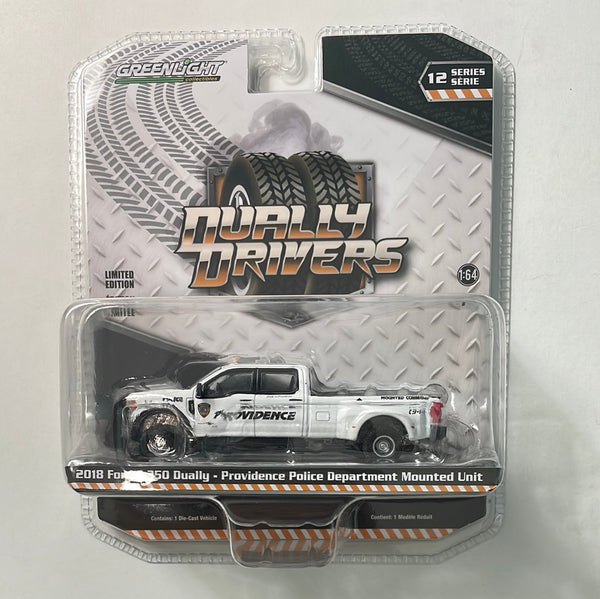 Greenlight 1/64 Dually Drivers 2018 Ford F-350 Dually - Providence Police Department Mounted Unit White