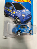 Hot Wheels 1/64 Fiat 500 Polizia Blue - Damaged Card