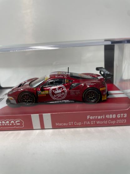 Tarmac Works x IXO Models 1/64 Ferrari 488 GT3 Macau GT Cup-FIA GT World Cup 2023 Red - T64-072-23MGP52