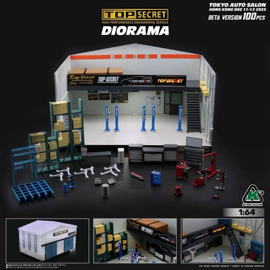 BM Creations / K3 Model Collection 1/64 2026 Tokyo Auto Salon Top Secret Diorama Garage (TSA26) - 64B0505