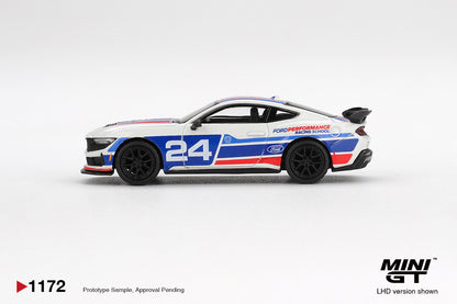 Mini GT 1/64 Ford Mustang Dark Horse #24 Ford Performance Racing School White & Blue - MGT01172