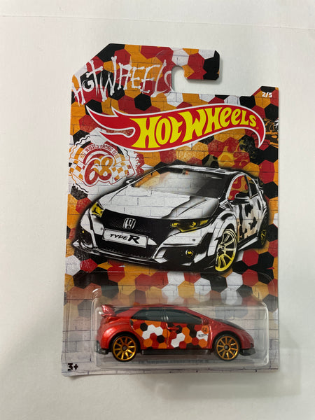 Hot Wheels 1/64 ‘16 Honda Civic Type R Orange & Red