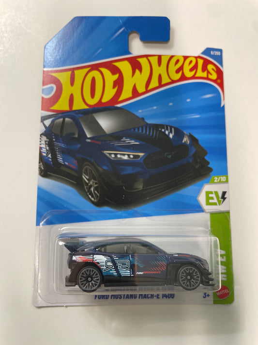 Hot Wheels 1/64 Ford Mustang Mach-e 1400 Blue - Damaged Box