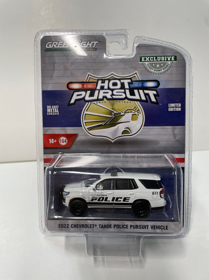 Greenlight 1/64 Hobby Exclusive Hot Pursuit 2022 Chevrolet Tahoe Police Pursuit Vehicle White