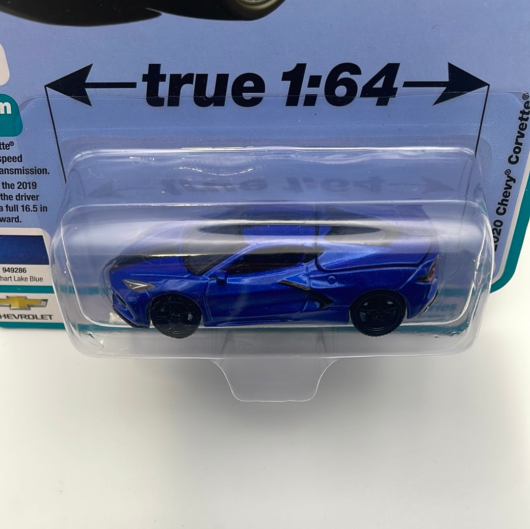 1/64 Auto World Sports Cars Version B 2020 Chevy Corvette Elkhart Lake Blue - Damaged Card