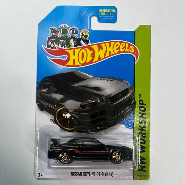Hot Wheels Nissan Skyline GT-R R34 Black (2014 HW Workshop) - Damaged Box