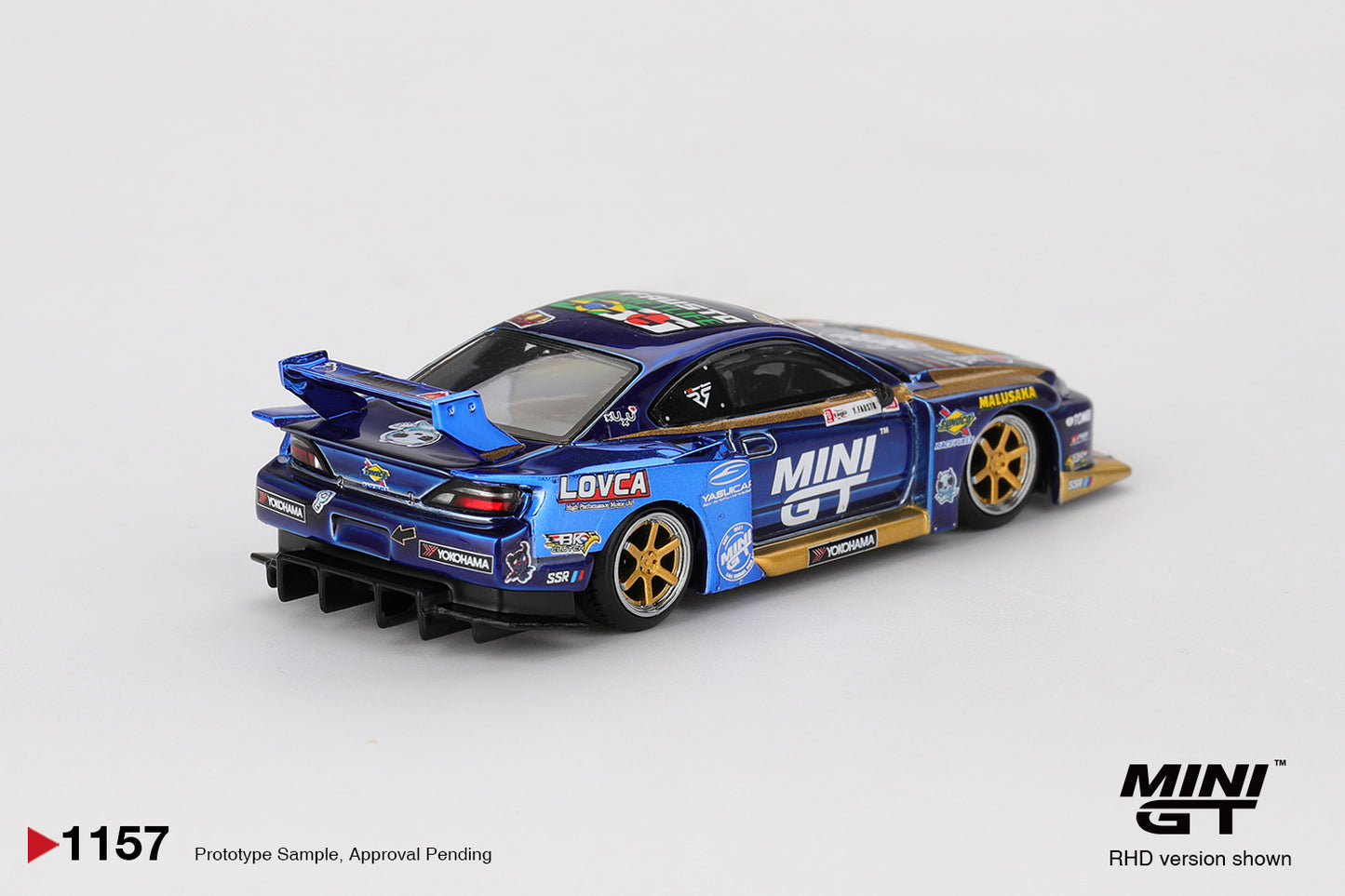 Mini GT 1/64 Nissan Silvia (S15) #555 LB-Super Silhouette Team MINI GT Liberty Walk 2025 Formula Drift Blue - MGT01157
