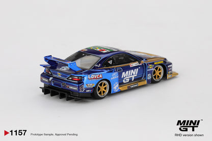 Mini GT 1/64 Nissan Silvia (S15) #555 LB-Super Silhouette Team MINI GT Liberty Walk 2025 Formula Drift Blue - MGT01157