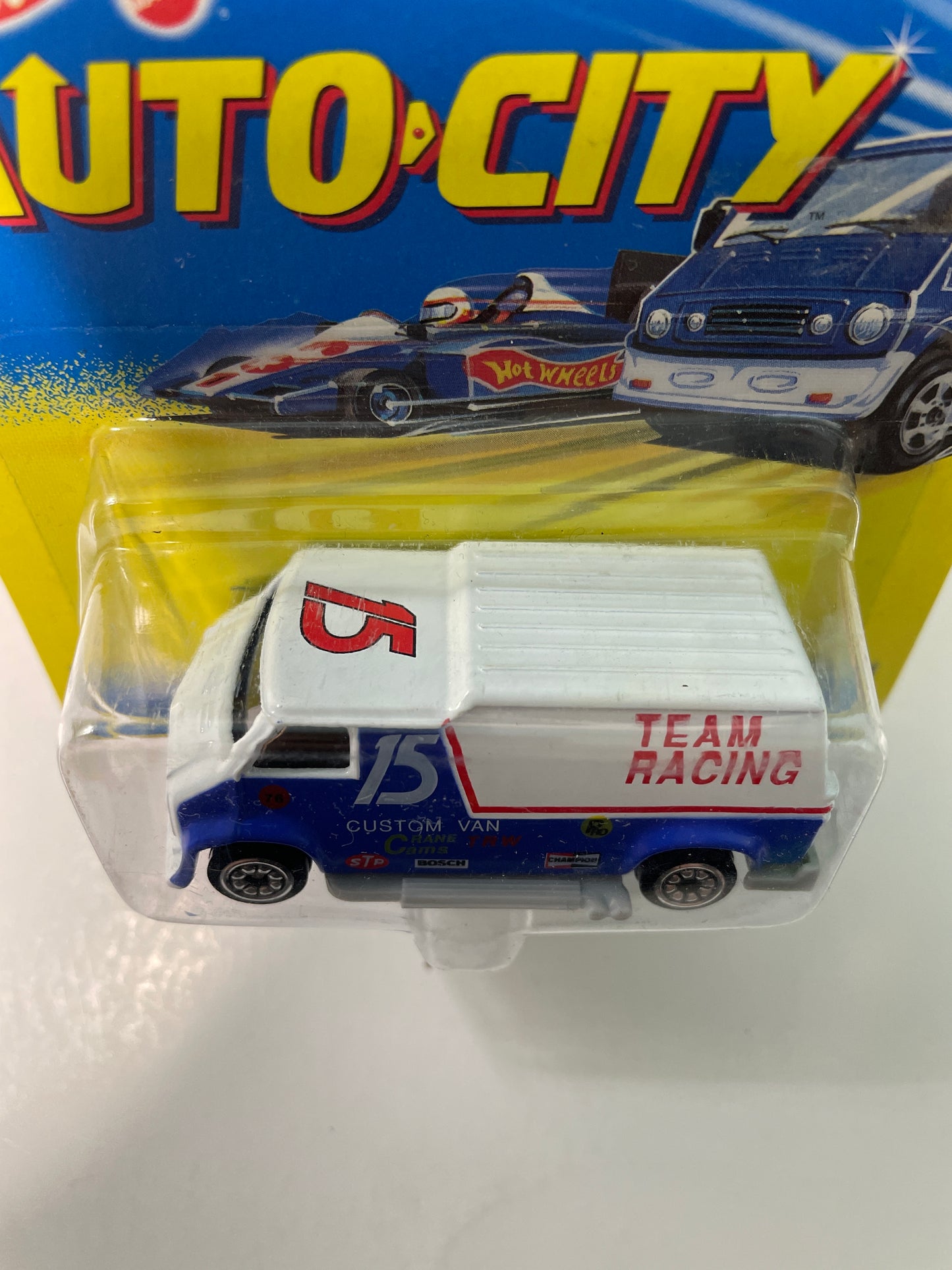 Hot Wheels 1/64 Auto City Hot Rod Custom Van White & Blue - Damaged Box